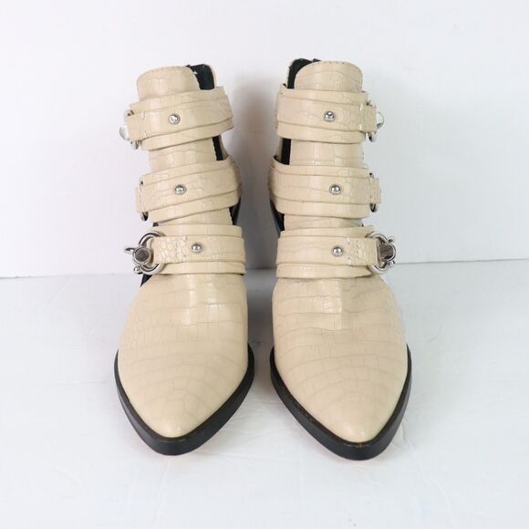 NWOT Rebecca Minkoff Seavie Lobster Clip Croc-embossed Leather Ankle Booties 9 - Picture 3 of 10